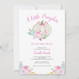 Little Pumpkin Pink Bow Girl Baby shower Kaart