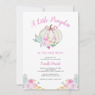 Little Pumpkin Pink Bow Girl Baby shower Kaart