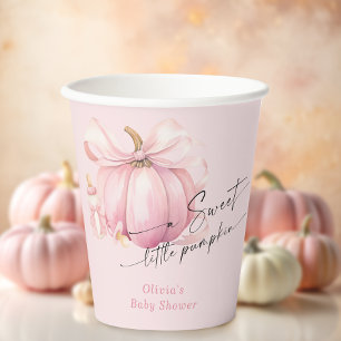 Little Pumpkin Pink Bow Girl Baby shower Papieren Bekers