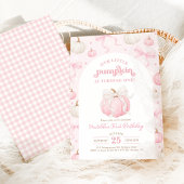  Little Pumpkin Pink Bow Girl Verjaardag Kaart