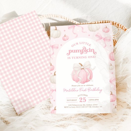 Little Pumpkin Pink Bow Girl Verjaardag Kaart