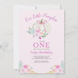 Little Pumpkin Pink Bow Girls eerste verjaardag Kaart