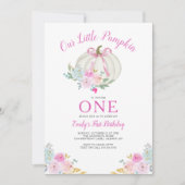 Little Pumpkin Pink Bow Girls eerste verjaardag Kaart (Voorkant)