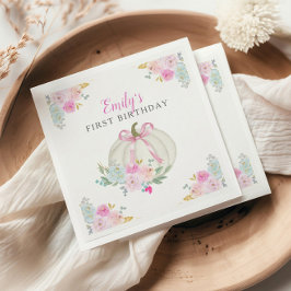 Little Pumpkin Pink Bow Girls eerste verjaardag Servet