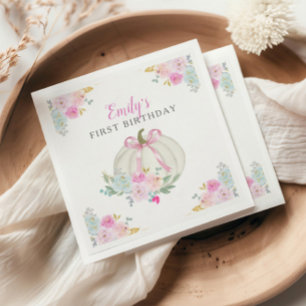 Little Pumpkin Pink Bow Girls eerste verjaardag Servet