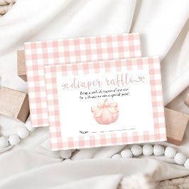 Little Pumpkin Pink Bow Luier Raffle Informatiekaartje