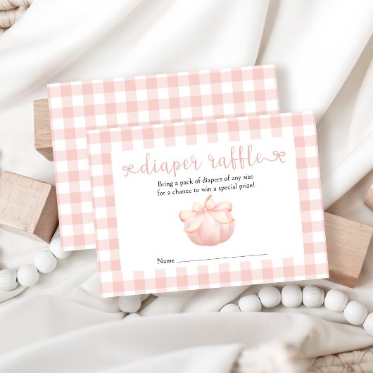 Little Pumpkin Pink Bow Luier Raffle Informatiekaartje