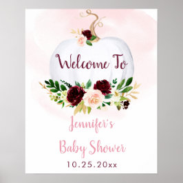 Little Pumpkin Pink Burgundy Baby shower Welcome Poster
