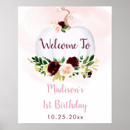 Little Pumpkin Pink Burgundy Birthday Welkom Poster