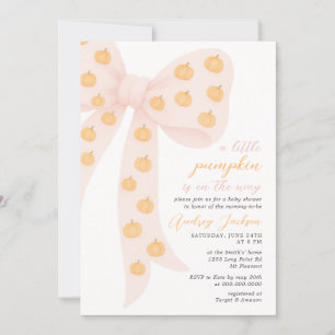 Little Pumpkin Pink Coquette Bow Baby shower Kaart