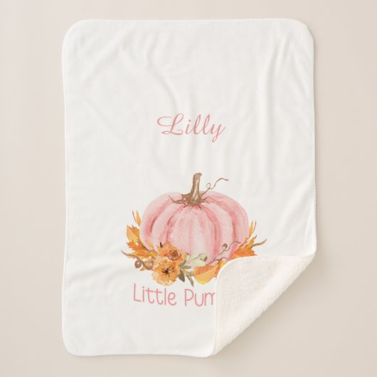 Little Pumpkin Pink Custom Name Sherpa Deken (Voorkant)