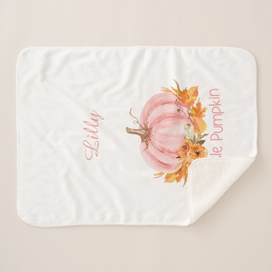Little Pumpkin Pink Custom Name Sherpa Deken (Voorkant (horizontaal))