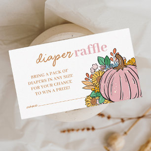Little Pumpkin Pink Diaper Raffle Baby shower Informatiekaartje