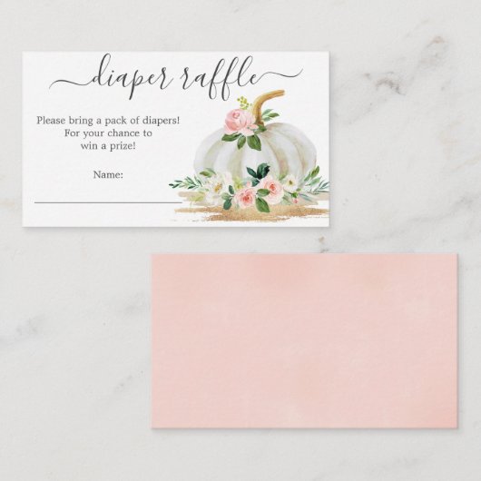 Little Pumpkin Pink Diaper Raffle Baby shower Kaar Informatiekaartje (Voorkant / Achterkant)
