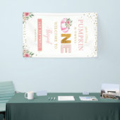Little Pumpkin Pink Floral 1e Verjaardag Welkom Spandoek (Beurs)