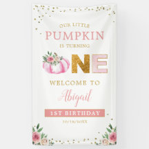 Little Pumpkin Pink Floral 1e Verjaardag Welkom