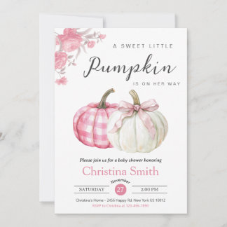 Little Pumpkin Pink Floral Baby Girl Shower Kaart