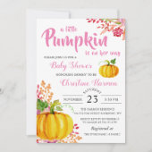 Little Pumpkin Pink Floral Baby shower Invitation Kaart (Voorkant)