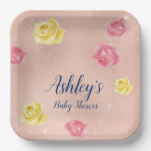 Little Pumpkin Pink Floral Baby shower Papier Bord