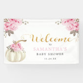 Little Pumpkin Pink Floral Baby shower Welkom Spandoek (Horizontaal)