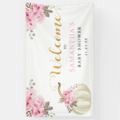 Little Pumpkin Pink Floral Baby shower Welkom Spandoek (Verticaal)