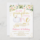 Little Pumpkin Pink Floral First Birthday Kaart (Voorkant)