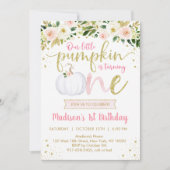 Little Pumpkin Pink Floral First Birthday Kaart (Voorkant)