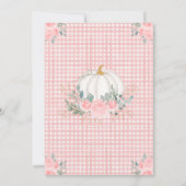 Little Pumpkin Pink Floral Gingham Baby shower Kaart (Achterkant)
