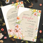 Little Pumpkin Pink Floral Herfst baby shower Kaart