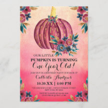 Little Pumpkin Pink Floral Waterverf 1e verjaardag