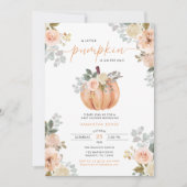 Little Pumpkin Pink FloralFall Baby Shower  Kaart (Voorkant)