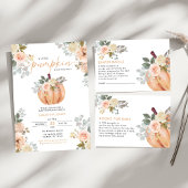 Little Pumpkin Pink FloralFall Baby Shower  Kaart