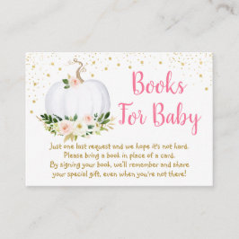 Little Pumpkin Pink Gold Baby shower Book Request Informatiekaartje