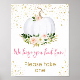 Little Pumpkin Pink Gold Birthday Favor Sign Poster