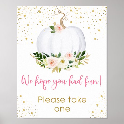 Little Pumpkin Pink Gold Birthday Favor Sign Poster (Voorkant)
