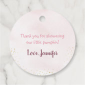Little Pumpkin Pink Gold Burgundy Baby shower Bedankjes Labels (Achterkant)