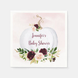 Little Pumpkin Pink Gold Burgundy Baby shower Servet