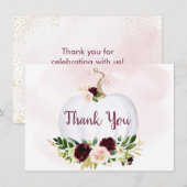 Little Pumpkin Pink Gold Burgundy Bedankt (Voorkant / Achterkant)