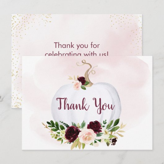 Little Pumpkin Pink Gold Burgundy Bedankt (Voorkant / Achterkant)