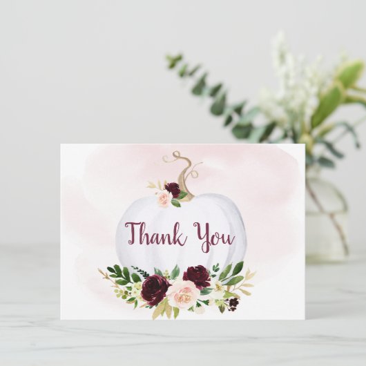 Little Pumpkin Pink Gold Burgundy Bedankt (Staand voorkant)