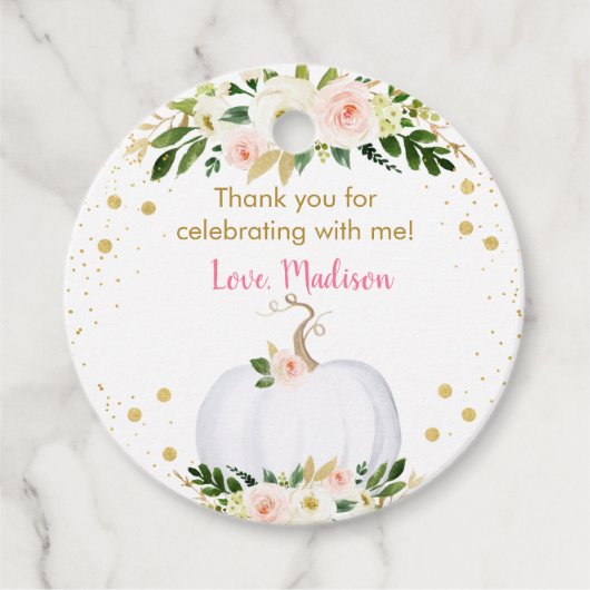 Little Pumpkin Pink Gold Day Bedankjes Labels (Voorkant)