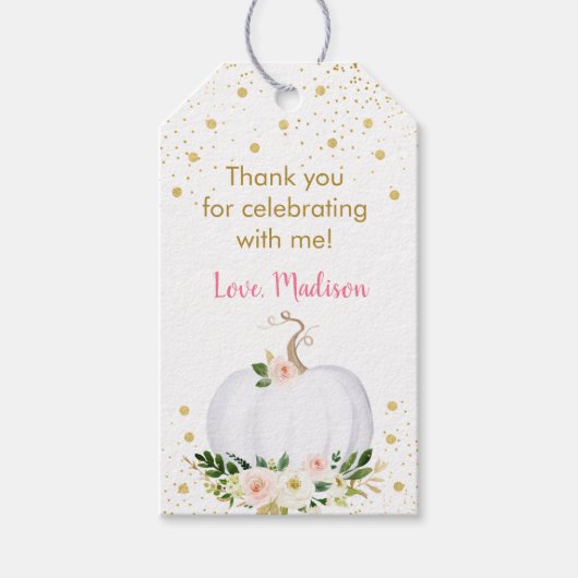 Little Pumpkin Pink Gold Day Cadeaulabel (Voorkant)