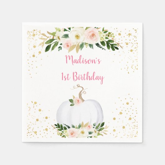 Little Pumpkin Pink Gold Day Servet (Voorkant)