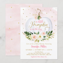 Little Pumpkin Pink Gold Floral Baby shower