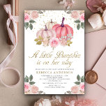 Little Pumpkin Pink Gold Floral Baby shower Kaart<br><div class="desc">Verrijk je gasten met dit elegante baby shower,  met mooie bloemen en moderne typografie. Voeg eenvoudig uw gebeurtenisdetails op deze makkelijk te gebruiken sjabloon toe om het één-van-een-soort uitnodiging te maken.</div>