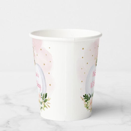 Little Pumpkin Pink Gold Floral Birthday Papieren Bekers (Rechts)