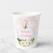 Little Pumpkin Pink Gold Floral Birthday Papieren Bekers (Voorkant)