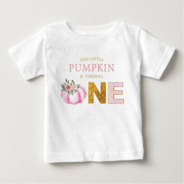 Little Pumpkin Pink Gold Floral Meisje 1e Verjaard