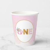 Little Pumpkin Pink Gold Floral Meisje 1e Verjaard Papieren Bekers (Voorkant)
