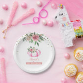 Little Pumpkin Pink Gold Floral Meisje 1e Verjaard Papieren Bordje (Feest)